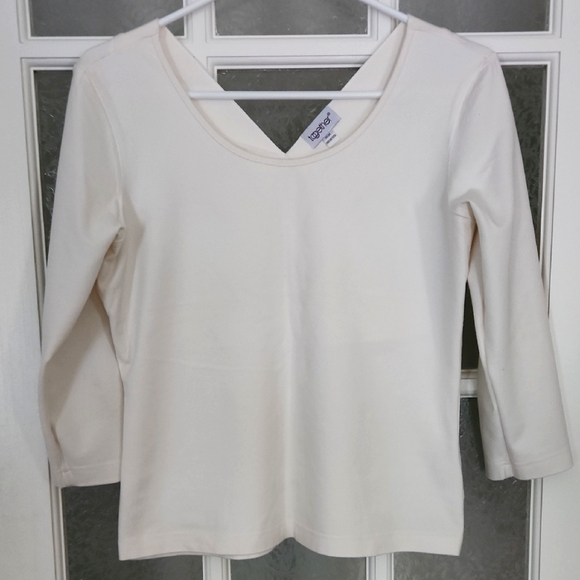 Togther Tops - Vintage Together Elegant Cream 3/4 Long Sleeve Top